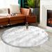 Gray/White 78 x 2.36 in Area Rug - Everly Quinn Round Faux Fur Sheepskin White/Gray Area Rug Sheepskin/Faux Fur | 78 W x 2.36 D in | Wayfair