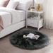 Gray 78 x 2.36 in Area Rug - Everly Quinn Round Sheepskin Dark Area Rugs, Floor Carpets High Pile Chair Cover Sheepskin/ | 78 W x 2.36 D in | Wayfair