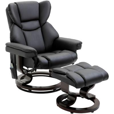 Relaxsessel mit Massagefunktion Fußhocker Massagesessel Sessel mit Liegefunktion Kunstleder Schwarz
