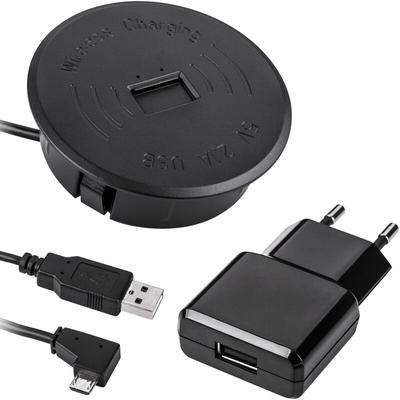 Einbau Qi Wireless Charger Induktion Ladegerät anthrazit inkl. Netzteil & Kabel Image