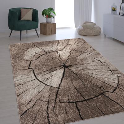 Paco Home - Edler Designer Teppich Wohnzimmer Holzstamm Baum Optik Natur Grau Braun Beige 120x170 cm Image