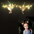 Bandeau de sauna LED en bois de renne oreille de cerf fleur couronne pince à cheveux fête