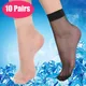 Chaussettes élastiques ultra fines pour femmes chaussettes courtes transparentes chaussettes en