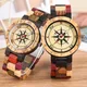 Montre en bois à cadran boussole royale pour couple montre en bambou entièrement en bois