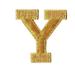 Alphabet Letter - Y - Color Gold - 2 Block Style - Iron On Embroidered Applique Patch