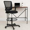 Ergonomic Mid-Back Mesh Drafting Chair with Black Fabric Seat Adjustable Foot Ring and Adjustable Arms [GO-2100-A-GG]