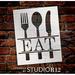 Eat with Silverware Stencil by StudioR12 Reusable Mylar Template Use for Painting Wood Signs - DIY Kitchen & Dining Decor - Mixed Media Select Size 16 x 20