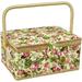 Sewing Basket with Floral Print Design - Sewing Kit Storage Box with Removable Tray Built-in Pin Cushion and Interior Pocket - by Adolfo Design