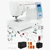 janome memory craft horizon 8200 qcp computerized sewing machine with extension table trolley semi-hard cover and accessories