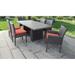 Belle Rectangular Outdoor Patio Dining Table with 4 Armless Chairs and 2 Chairs w/ Arms