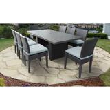 Belle Rectangular Outdoor Patio Dining Table with 8 Armless Chairs