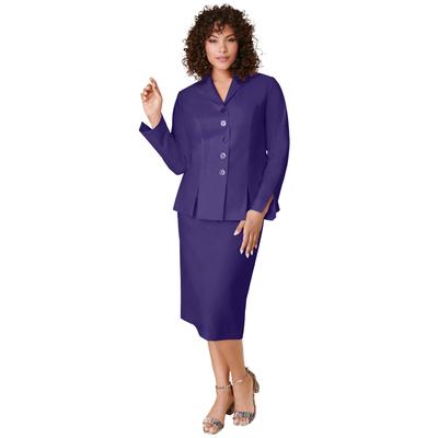 Plus Size Women's Two Piece Skirt Suit by Roaman's in Midnight Violet (Size 38 W)