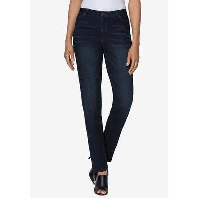 Plus Size Women's Plus Size Classic Stretch Straight Leg Jean by Denim 24/7 by Roamans in Dark Wash (Size 40 WP)