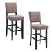 10087-BLKGL Upholstered Back Bar Stool, with Wood Base, Set of 2, for Elevated Kitchen Counters, High Top Tables, and Bars, Black and Gray Woven Fabric - Leick Furniture 10087-BLKGL