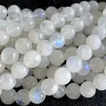 Colliers ou Bracelets en pierre de lune naturelle indienne véritable pierre bleue Flash perles