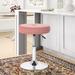 Adeco Adjustable Velvet Round Ottoman Swivel Vanity Stool Makeup Chair