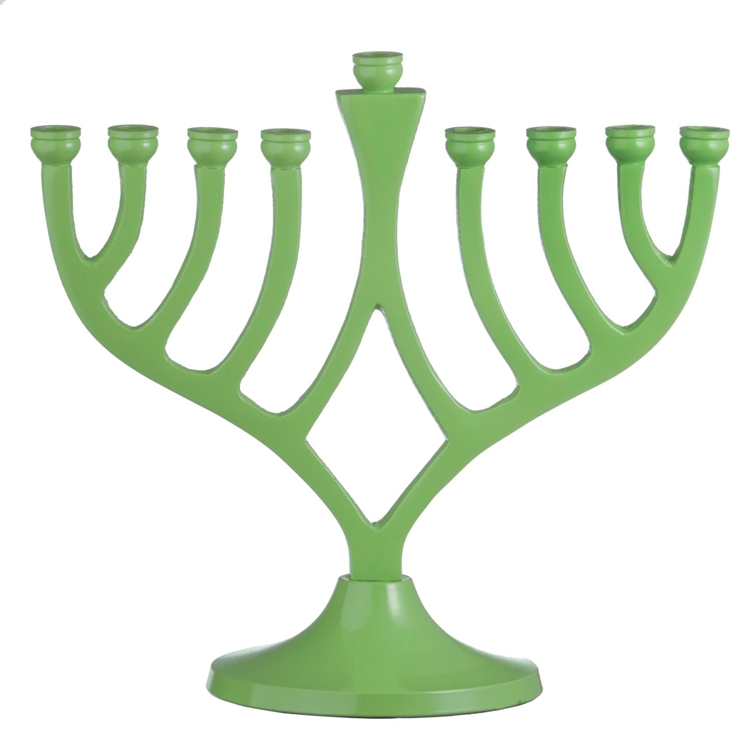 Classic Candle Menorah Green 7 " - Pictured