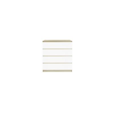 Möbilia Kommode mit 4 Schubladen | Hochglanz weiß + natur | Spanplatte + MDF | B 80 x T 39,5 x H 93,5 cm | 27020013 | Se