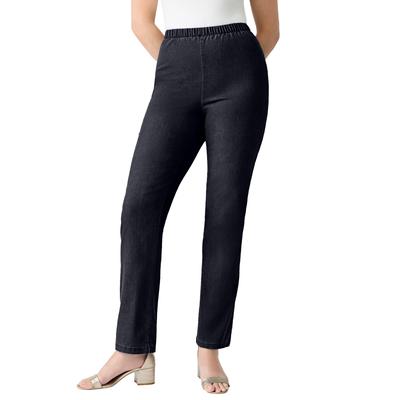 Plus Size Women's Comfort Stretch Straight Leg Jean by Denim 24/7 by Roamans in Indigo Wash (Size 34 WP)