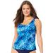 Plus Size Women's Classic Tankini Top by Swimsuits For All in Blue Sparks (Size 32)