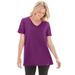 Plus Size Women's Perfect Short-Sleeve V-Neck Tee by Woman Within in Plum Purple (Size 7X) Shirt