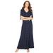 Plus Size Women's Button Front Maxi Dress by Roaman's in Navy Melange (Size 42/44)