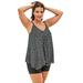 Plus Size Women's Longer Length Mesh Tankini Top by Swim 365 in Silver Foil Dots (Size 40)