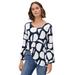 Plus Size Women's Bell Sleeve A-Line Knit Tunic by ellos in Navy Graphic Print (Size 38/40)
