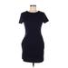 Shein Casual Dress - Bodycon: Blue Solid Dresses - Women's Size 6