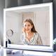 ANYHI Hollywood Lighted Vanity Mirror, Dressing Table Mirror with Lights, Tabletop/Wall Mount Beauty Mirror, Smart Control Mirror with 3 Color Modes, Silver (56.2 x 72 cm)