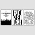 Artze Wall Art Edinburgh Skyline Street map City Prints Wall Art Prints 3-Piece Set, 61 cm Width x 91 cm Height