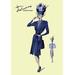 Buyenlarge Pleated Dress w/ Hat & Vail Painting Print in Blue/Gray | 36 H x 24 W x 1.5 D in | Wayfair 0-587-08583-5C2842