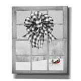 The Holiday Aisle® Christmas Sleigh w/ Bow by Lori Deiter - Wrapped Canvas Graphic Art Canvas, Solid Wood in Gray | 24 H x 20 W x 0.75 D in | Wayfair