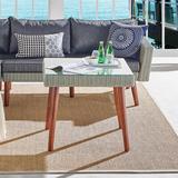 Highland Dunes Newson 29"W All-Weather Wicker Outdoor Square Cocktail Table w/ Glass Top in Brown | 26 H x 29 W x 29 D in | Wayfair