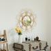 Bayou Breeze Decorative Flower Shape Woven Rattan Wood Round Modern Hanging Wall Mirror Glass | 2 H x 19 W x 19 D in | Wayfair