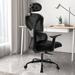 Inbox Zero Comfy Breathable Ergonomic Task Chair w/ Headrest Upholstered in Black | 50 H x 21.4 W x 17.7 D in | Wayfair