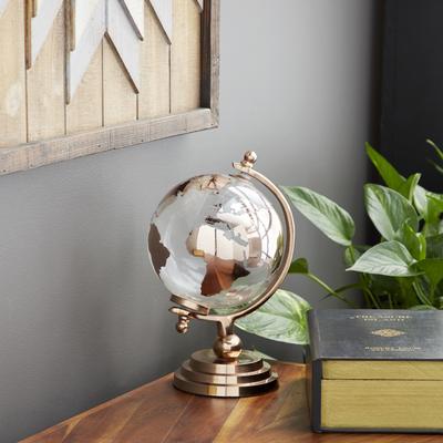 Multi Color Metal and Glass Glam Traditional World Desk Globe