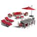 Cannes 20 Piece Sunbrella Outdoor Patio Estate Set - Sunset Red