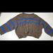 Free People Sweaters | Free People Alpaca Sweater Brown Blue Slouchy Oversized Dolman Sleeve M Fuzzy | Color: Blue/Brown | Size: M