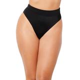 Plus Size Women's High Waist Cheeky Bikini Brief by Swimsuits For All in Black (Size 14)