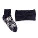 MUK LUKS Women's Chenille Sock and Headband Set - L/XL Size 8-10 Navy Slipper Medium