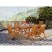 East West Furniture Outdoor Patio Dining Set- a Acacia Wood Table and Folding Adjustable Arm Chairs, Natural Oil (Pieces Option)