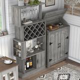 Darci Farmhouse Vintage Grey Oak Multi-Storage 2-Piece Wine Bar Set by Furniture of America