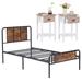 Taomika 3-pieces Bed Frame with Wood Headboard and 1-Drawer Nightstands Set