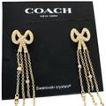 Coach Jewelry | Coach Swarovski Crystals Waterfall Chains Gold Pave Bow Earrings | Color: Gold/Silver | Size: Os