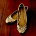 American Eagle Outfitters Shoes | Gold Shoes, Very Pretty With Flowers. Brand New, Never Worn. No Box. | Color: Gold | Size: 4.5bb