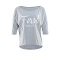 Winshape Damen ultra leichtes Modal-3/4-Arm Shirt MCS001 mit weißem „First I need coffee” Glitzer-Aufdruck, Winshape Dance Style, Fitness Freizeit Sport Yoga Workout