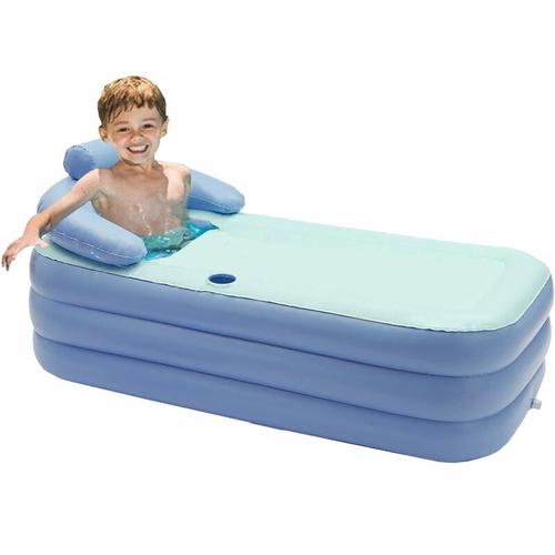 140cm Faltbar Badewanne für Erwachsene Aufblasbare Badewanne Bath Tub Blau