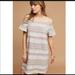 Anthropologie Dresses | Anthropologie Off The Shoulder Striped Dress With Pockets | Color: White/Silver | Size: S