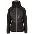 Trespass Womens Softshell Jacket with Hood, Hybrid Softshell with Padded Panels Elvira - Black XL